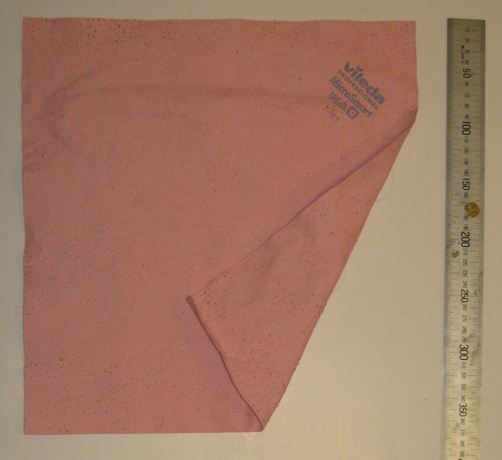 Real photograph of a microfibre cleaning cloth, illustrative example